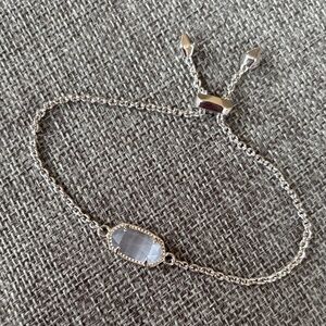 Kendra Scott Elaina Silver Adjustable Chain Bracelet Light Slate Gray Stone